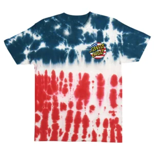 Blue–white–red tie-dye T-shirt with Santa Cruz logo on the chest